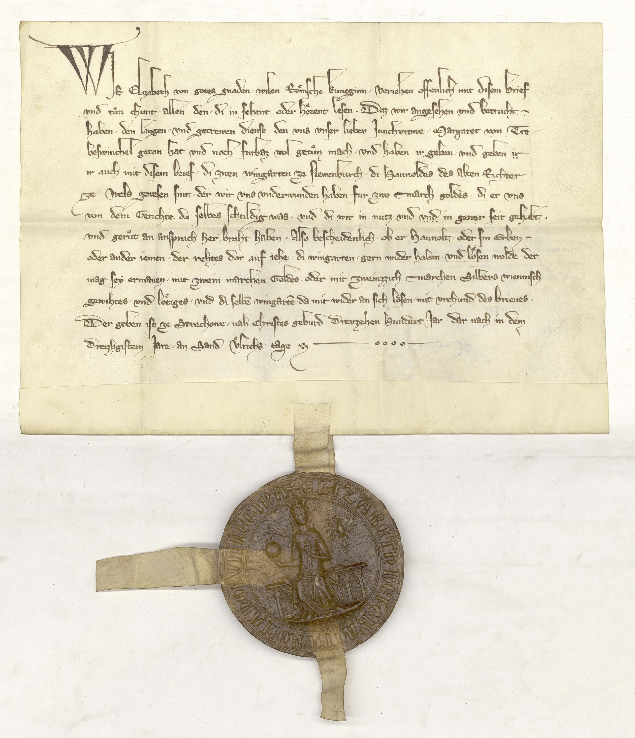 document of Elisabeth of Aragon.