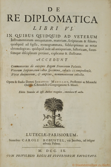 De re diplomatica, 1709